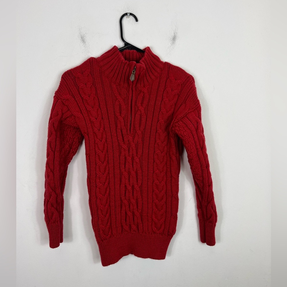 Woolovers Pure Wool‎ Cable Knit 1/4 Zip Sweater Sz XS